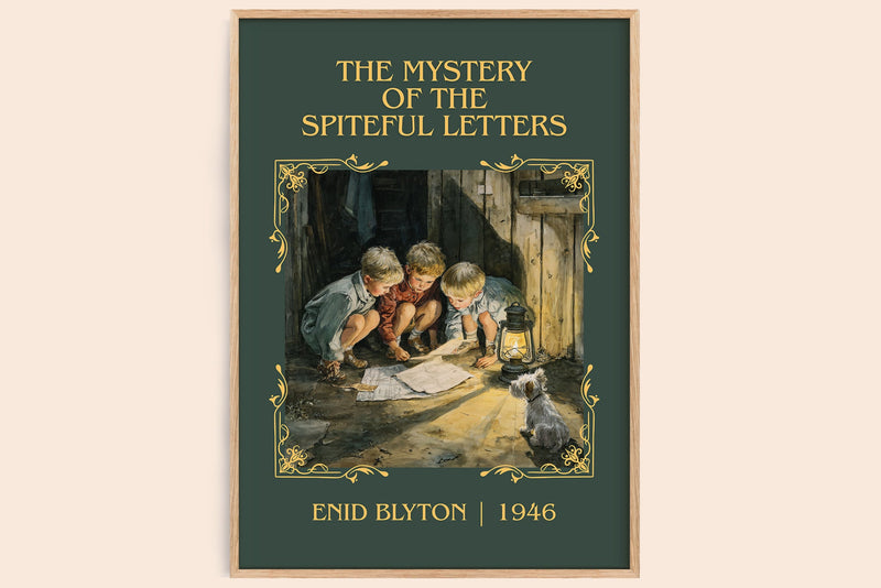 The Mystery Of The Spiteful Letters classic book art book poster by Enid Blyton – framed literary art print