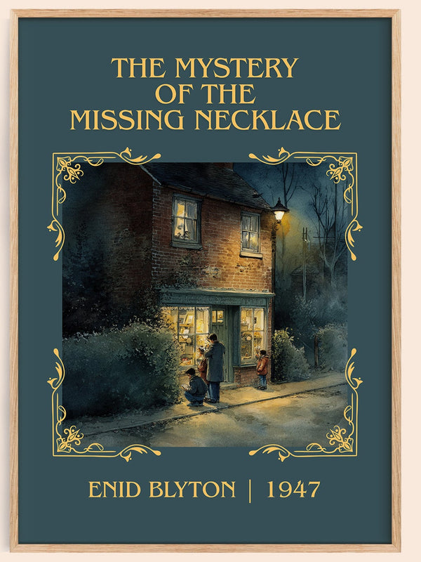 The Mystery Of The Missing Necklace classic book art book poster by Enid Blyton – framed literary art print