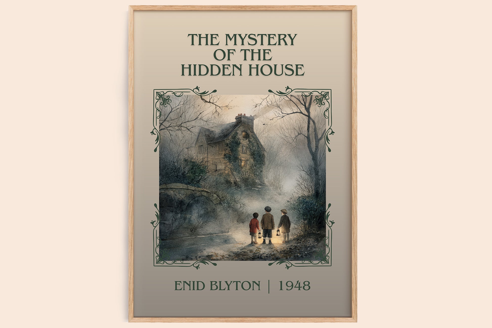 The Mystery Of The Hidden House classic book art book poster by Enid Blyton – framed literary art print
