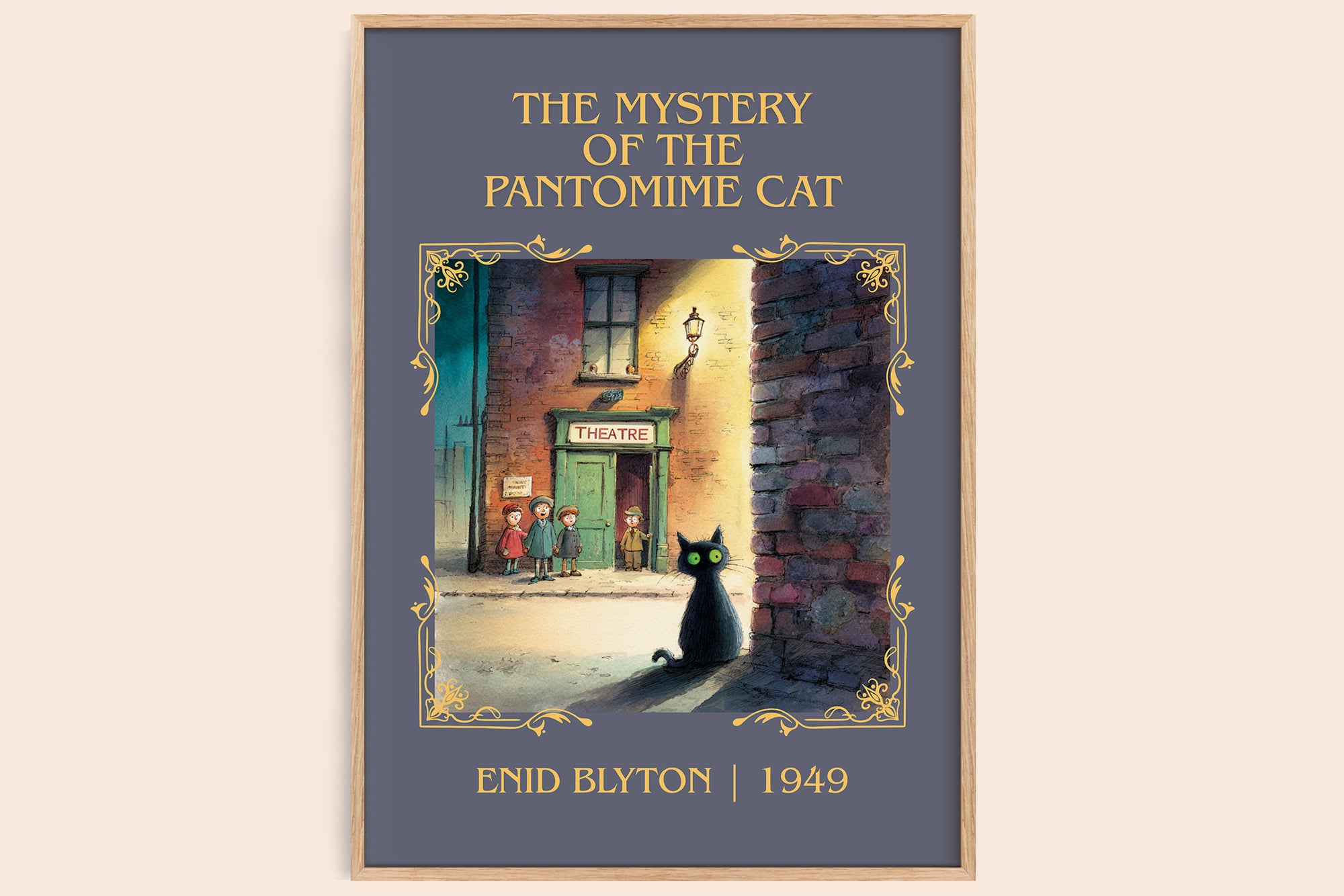 The Mystery of the Pantomime Cat classic book art book poster by Enid Blyton – framed literary art print