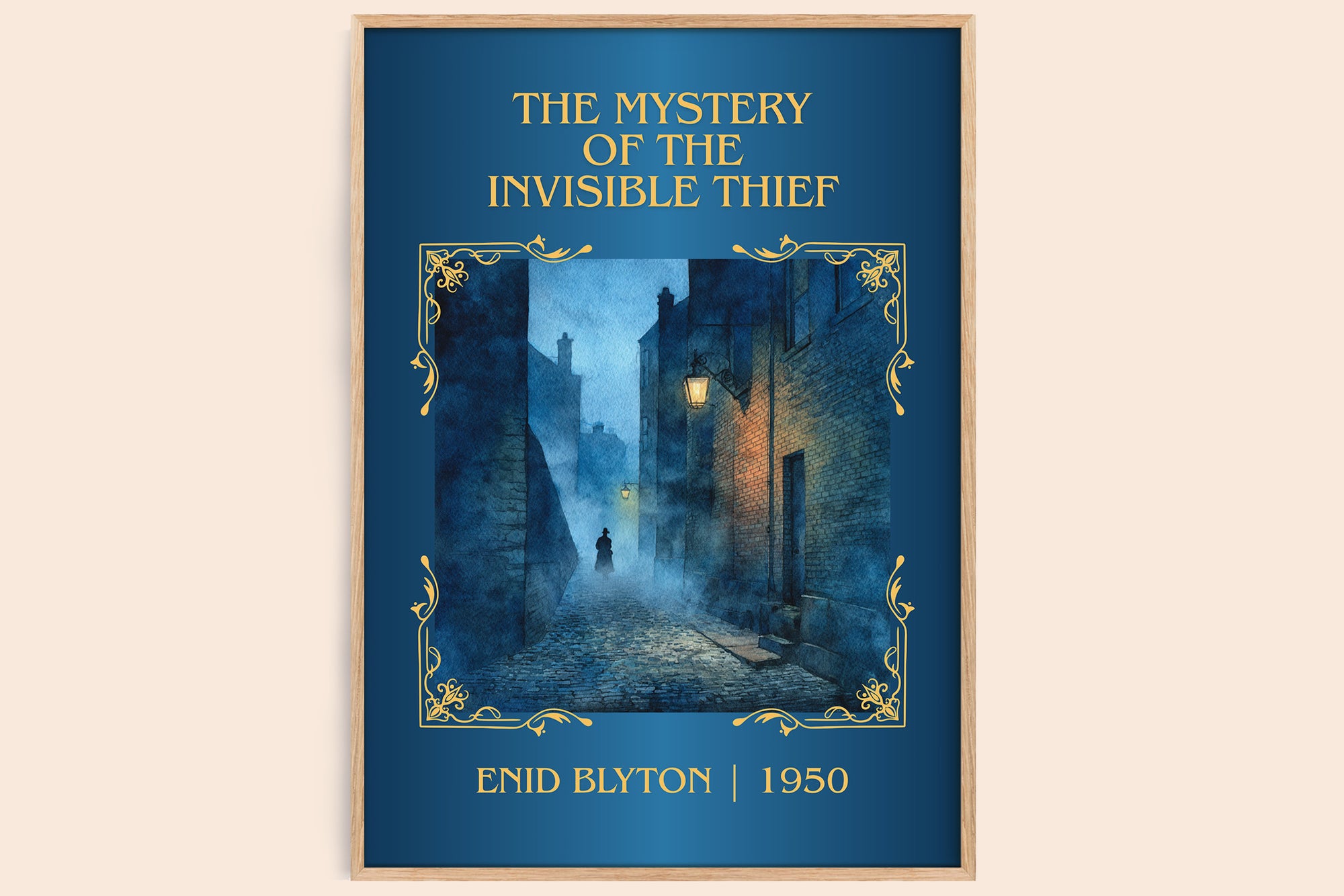 The Mystery of the Invisible Thief classic book art book poster by Enid Blyton – framed literary art print