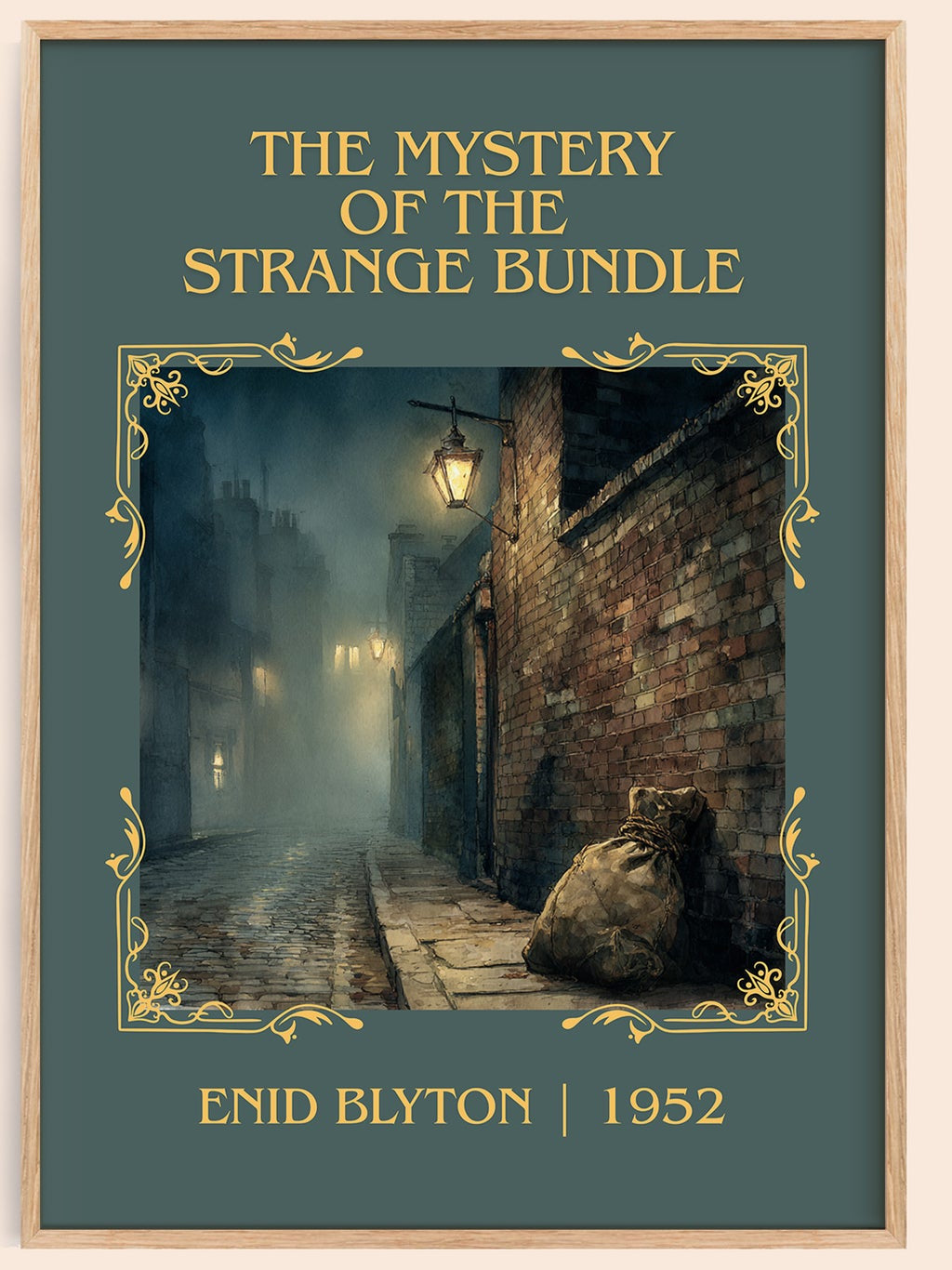 The Mystery of the Strange Bundle classic book art book poster by Enid Blyton – framed literary art print