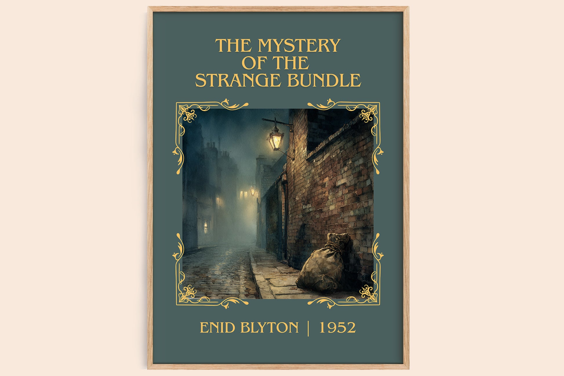 The Mystery of the Strange Bundle classic book art book poster by Enid Blyton – framed literary art print