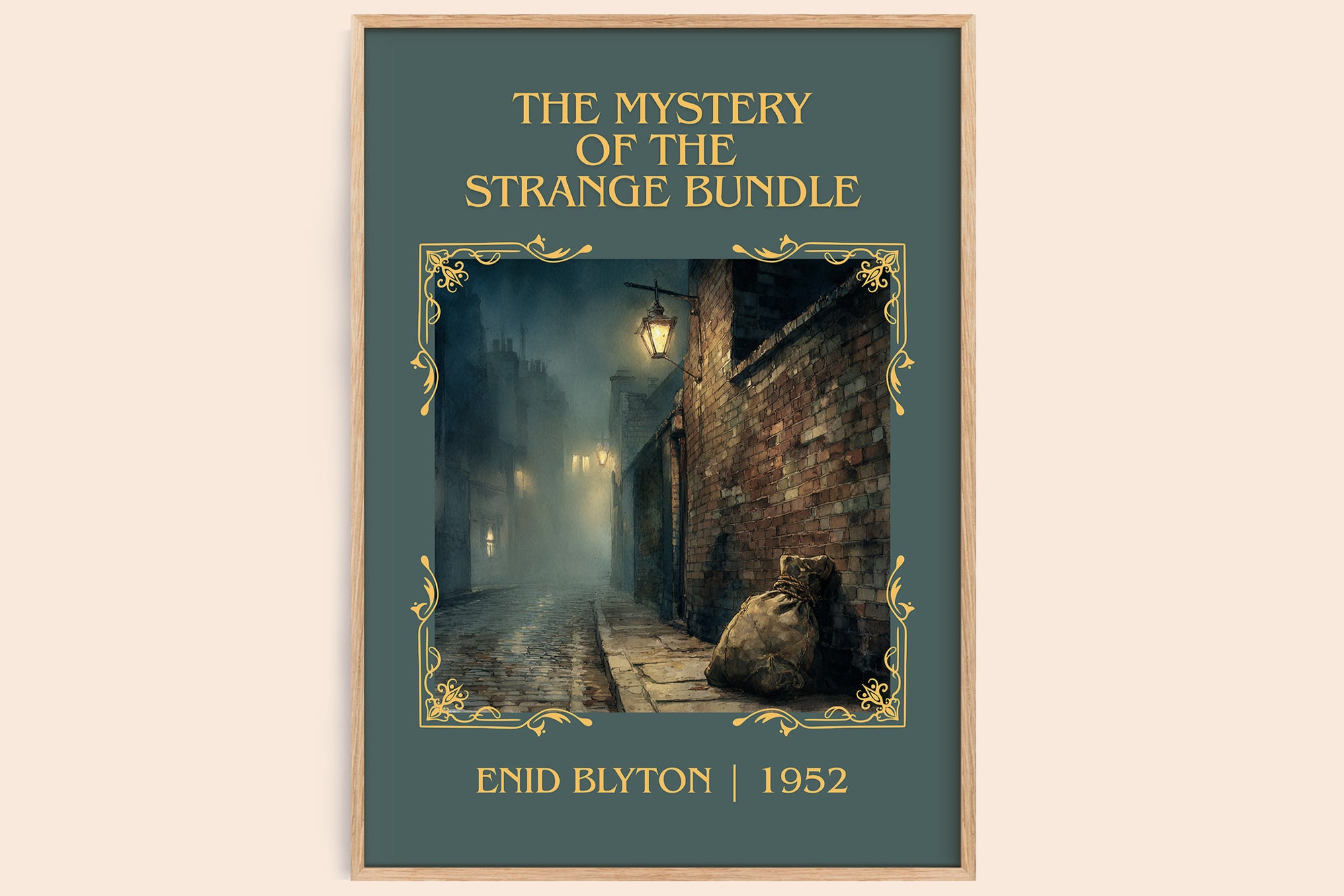 The Mystery of the Strange Bundle classic book art book poster by Enid Blyton – framed literary art print