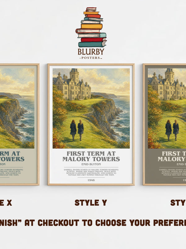 First Term At Malory Towers bookish print in frame leaning in hallway – childrens wall art