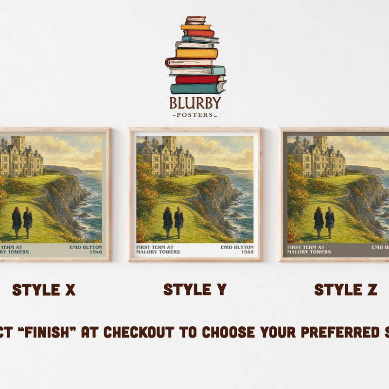 First Term At Malory Towers literary print in frame leaning in hallway – childrens wall art