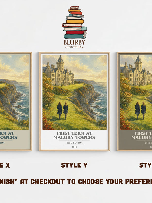 First Term At Malory Towers book cover print in frame leaning in hallway – childrens wall art