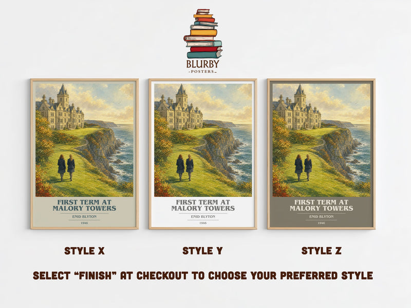 First Term At Malory Towers book cover print in frame leaning in hallway – childrens wall art