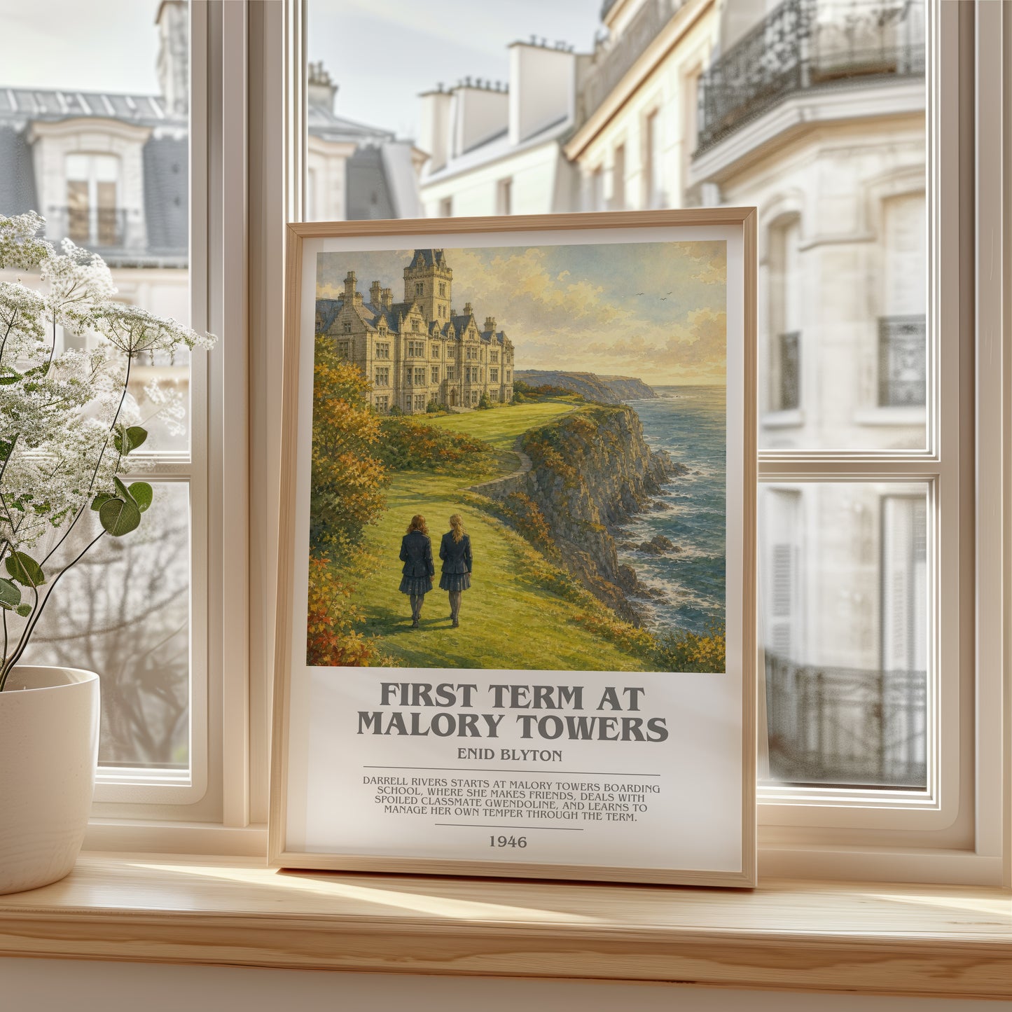 First Term At Malory Towers bookish poster colour and style options – Enid Blyton book art