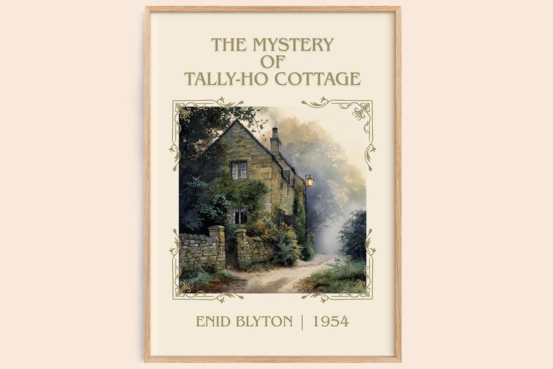 The Mystery of Tally-ho Cottage classic book art book poster by Enid Blyton – framed literary art print