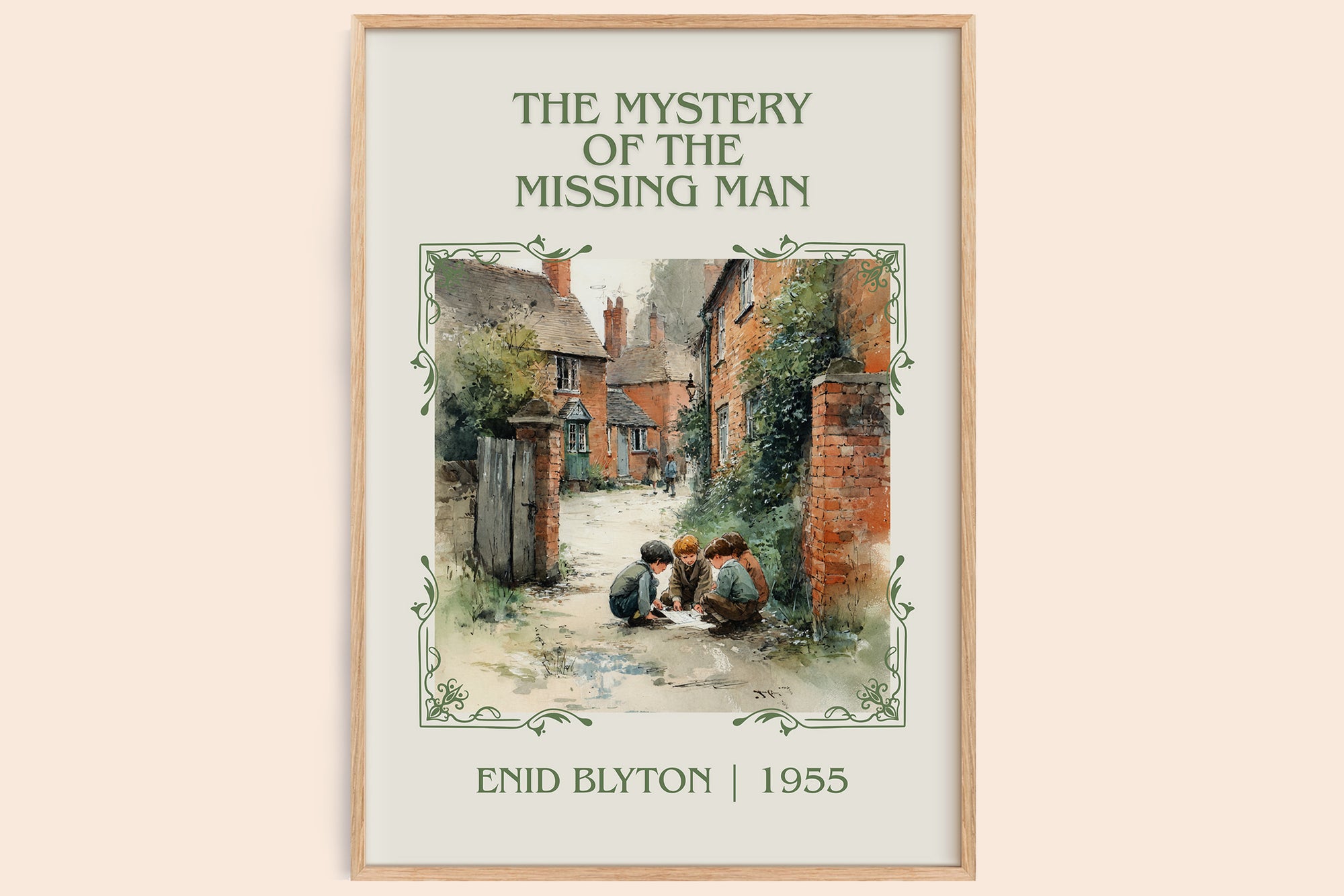 The Mystery Of The Missing Man classic book art book poster by Enid Blyton – framed literary art print