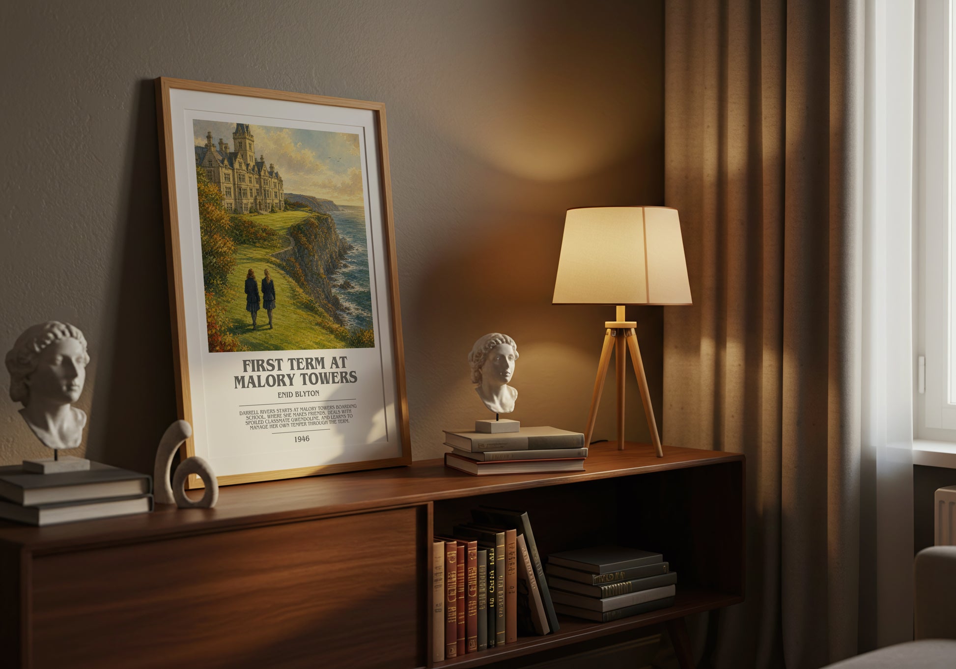 First Term At Malory Towers bookish book poster framed on wall – childrens wall art