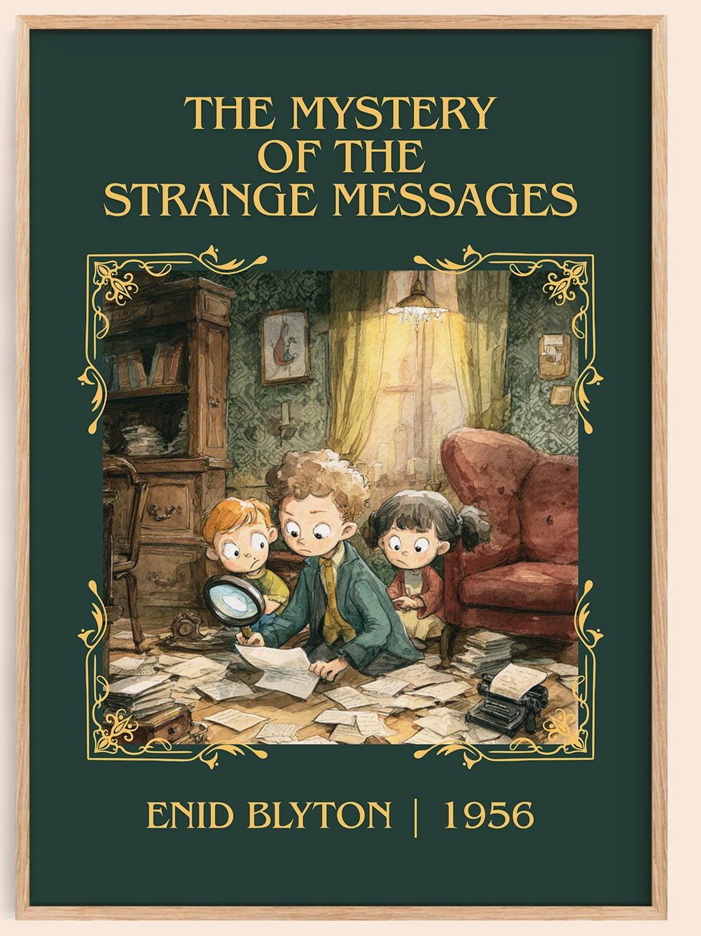 The Mystery of the Strange Messages classic book art book poster by Enid Blyton – framed literary art print