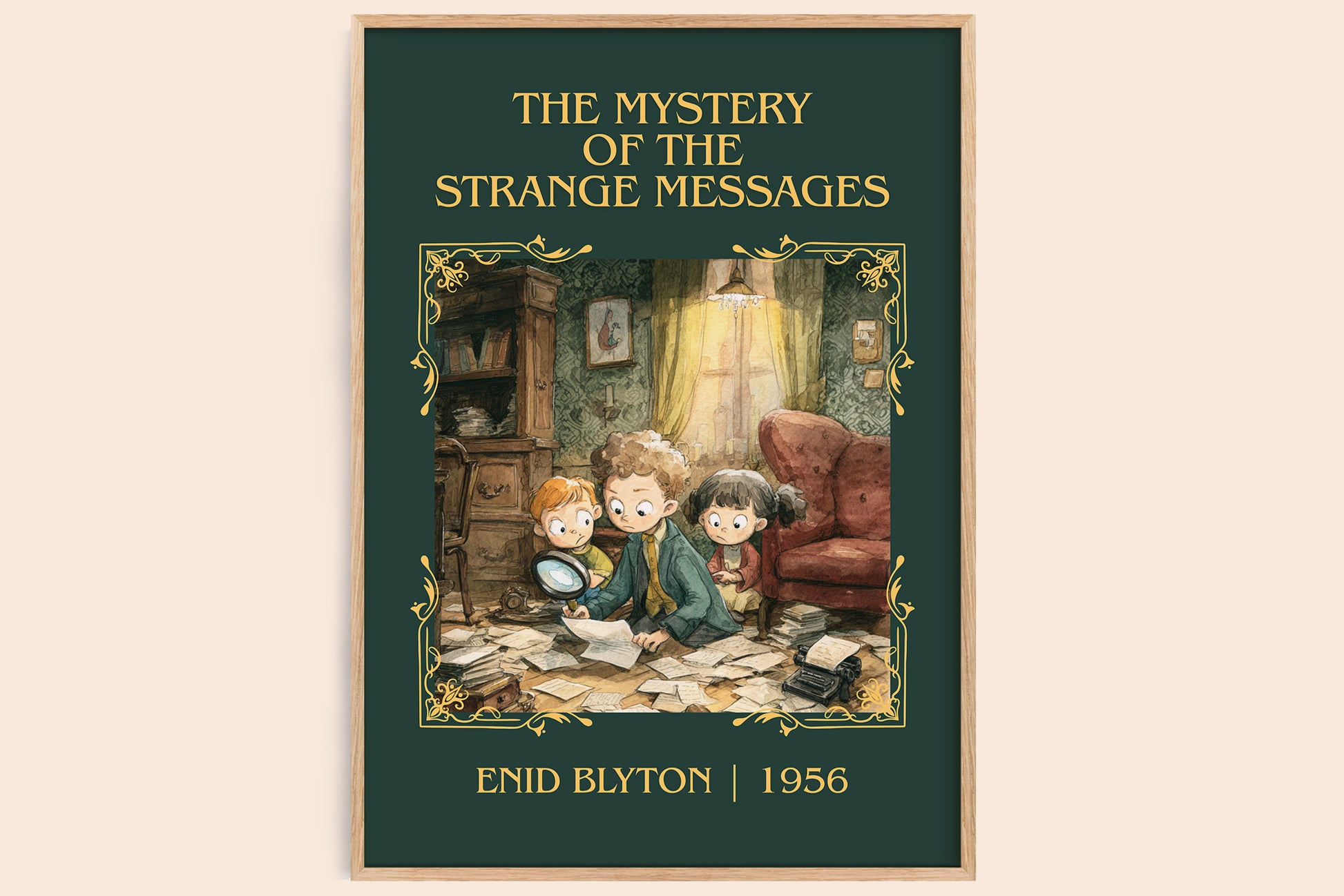 The Mystery of the Strange Messages classic book art book poster by Enid Blyton – framed literary art print