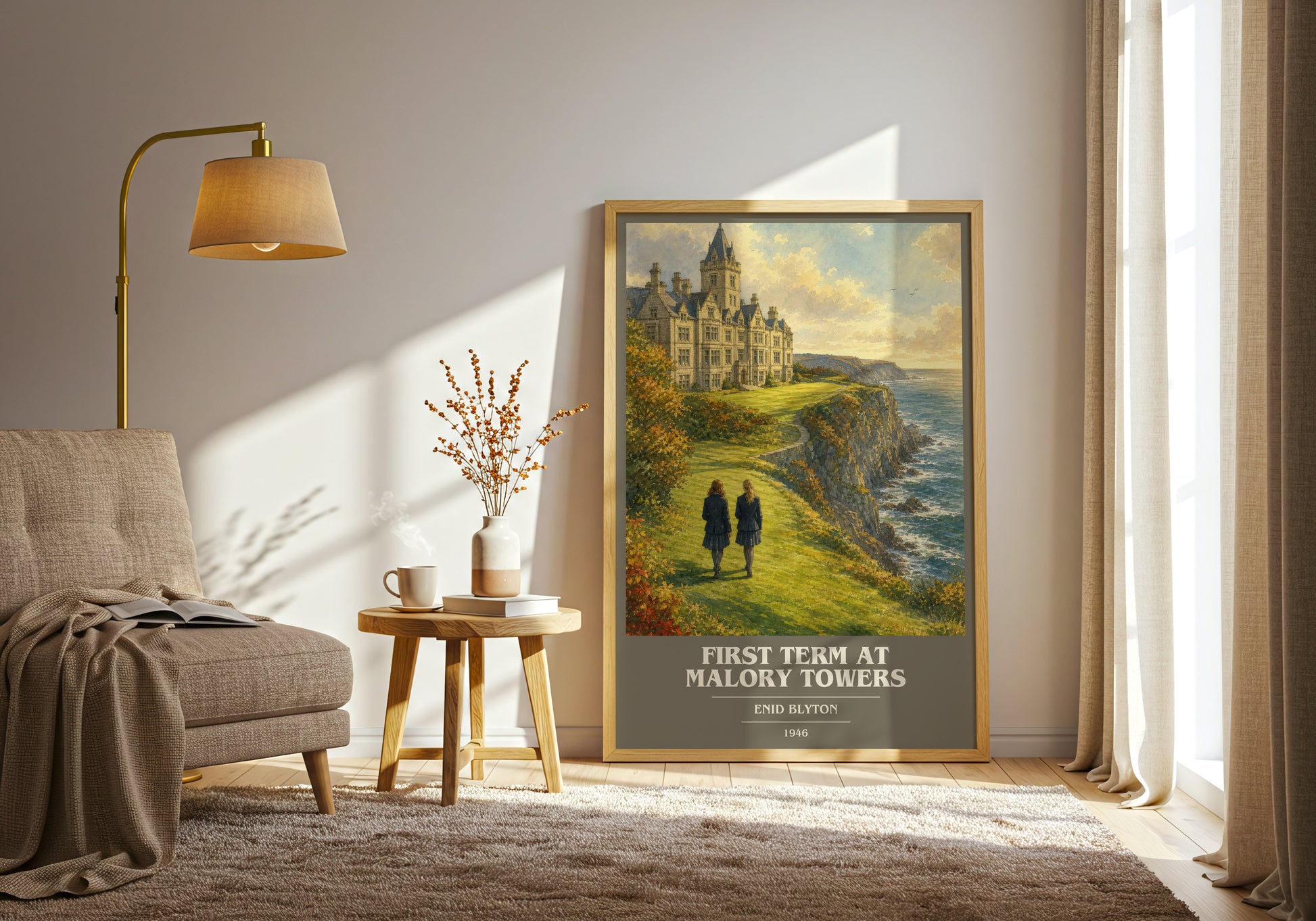 First Term At Malory Towers book cover print on bookshelf – Enid Blyton fan gift