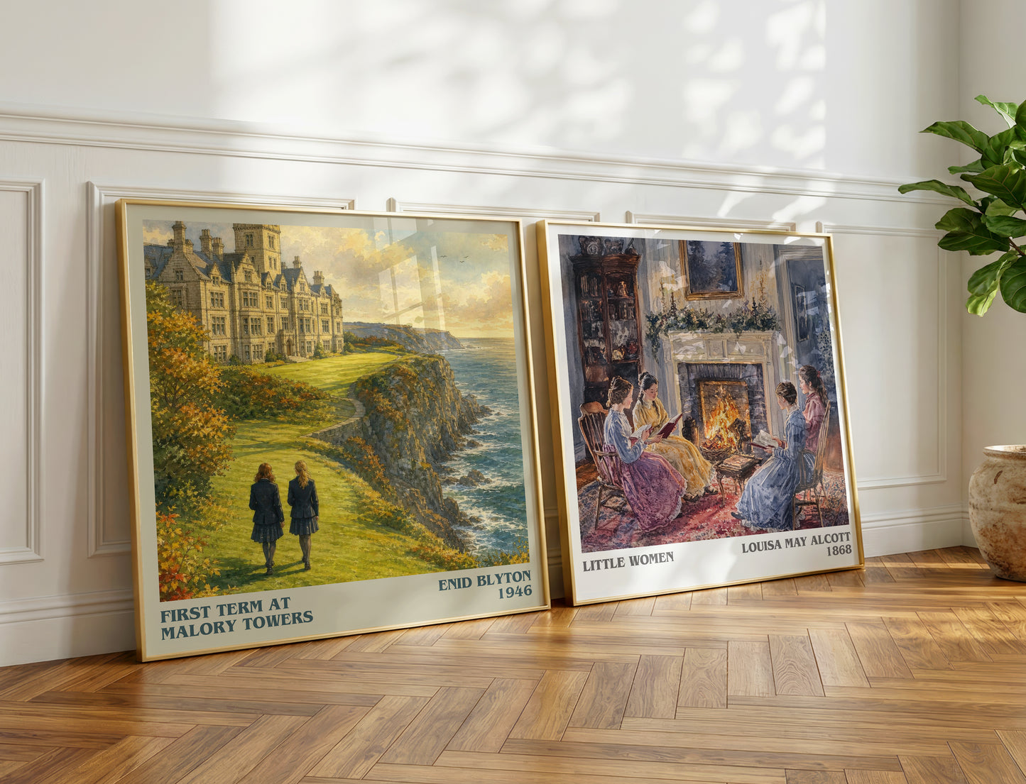 First Term At Malory Towers literary print on bookshelf – Enid Blyton fan gift