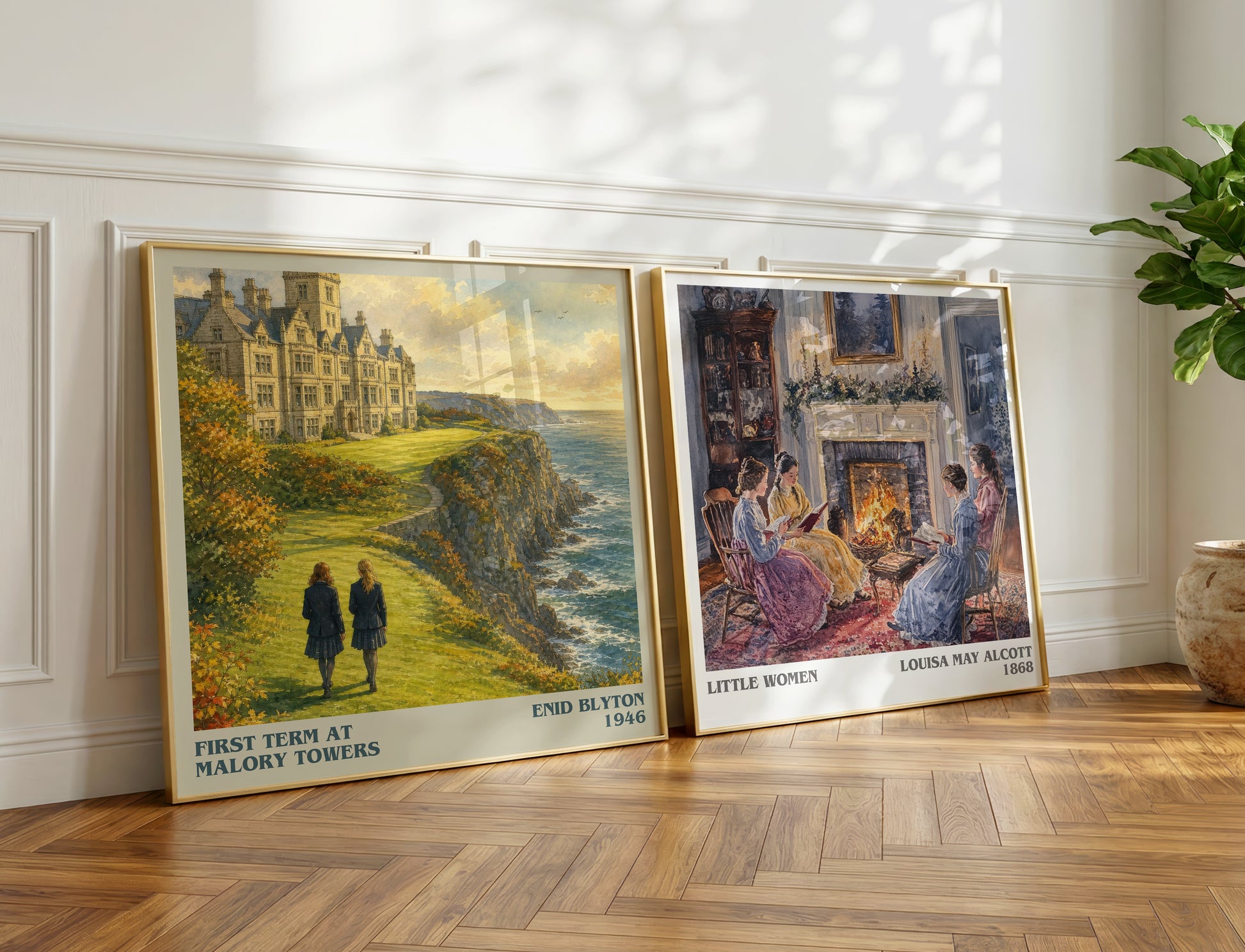 First Term At Malory Towers literary print on bookshelf – Enid Blyton fan gift