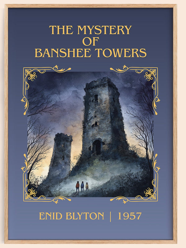 The Mystery Of Banshee Towers classic book art book poster by Enid Blyton – framed literary art print