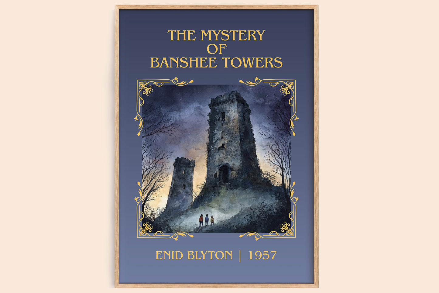 The Mystery Of Banshee Towers classic book art book poster by Enid Blyton – framed literary art print