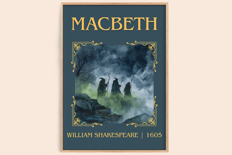 Macbeth classic book art book poster by William Shakespeare – framed literary art print