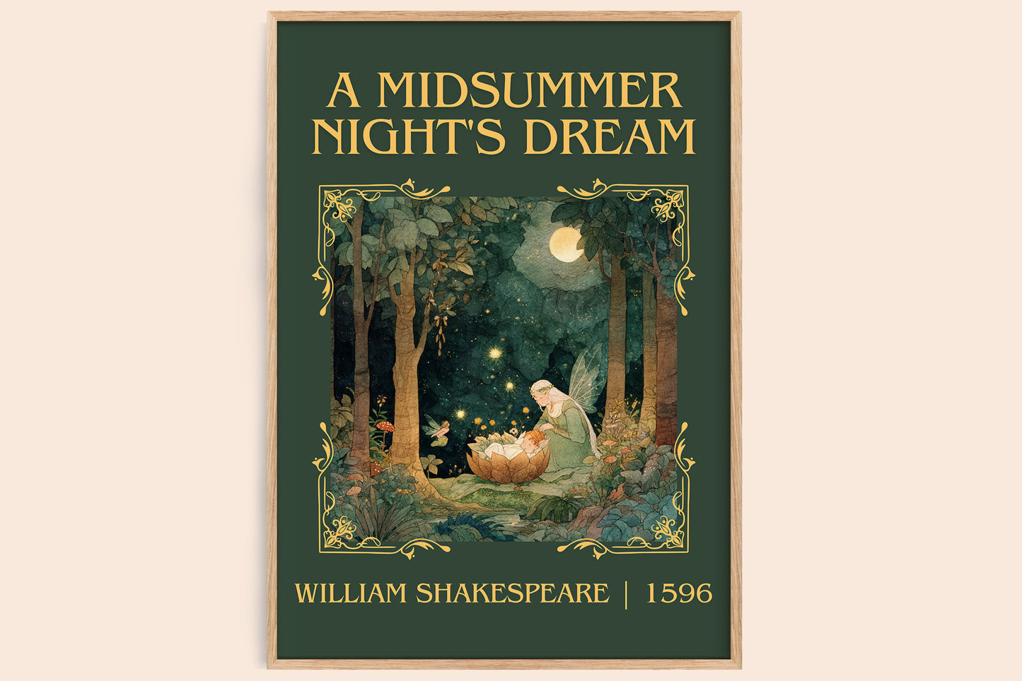 A Midsummer Night's Dream classic book art book poster by William Shakespeare – framed literary art print