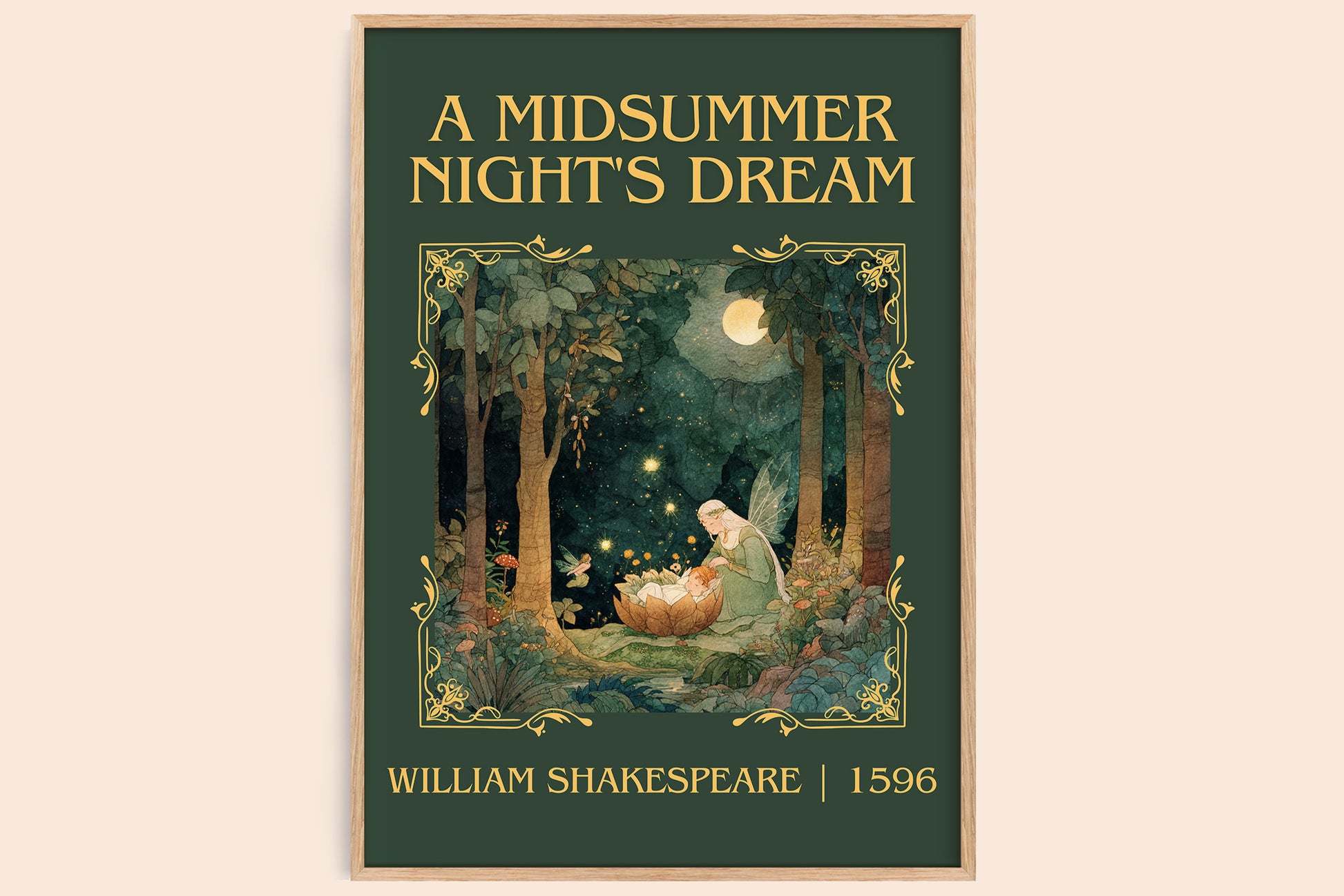 A Midsummer Night's Dream classic book art book poster by William Shakespeare – framed literary art print