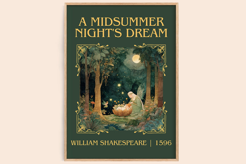 A Midsummer Night's Dream classic book art book poster by William Shakespeare – framed literary art print