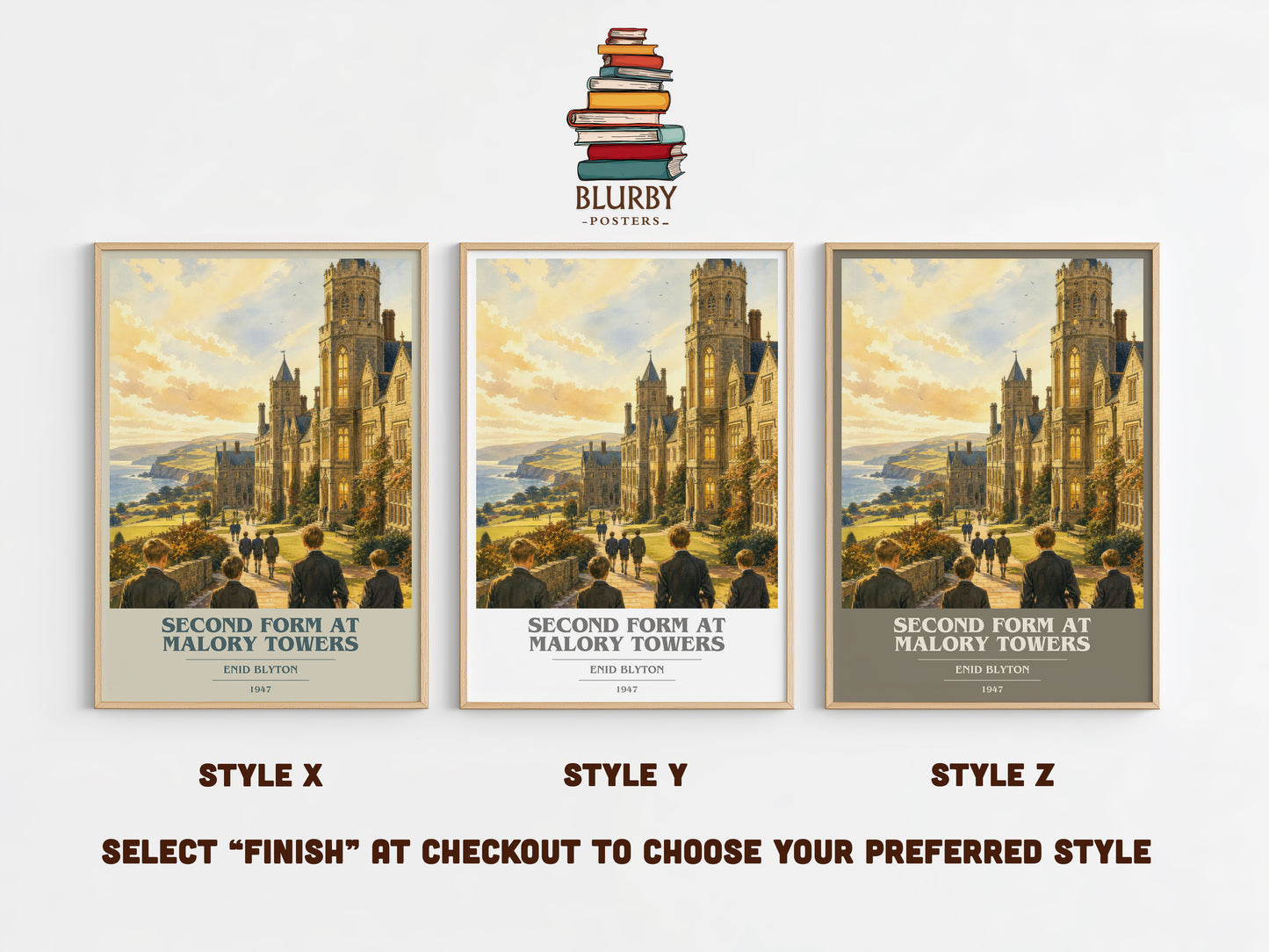 Second Form At Malory Towers book cover print in frame leaning in hallway – childrens wall art