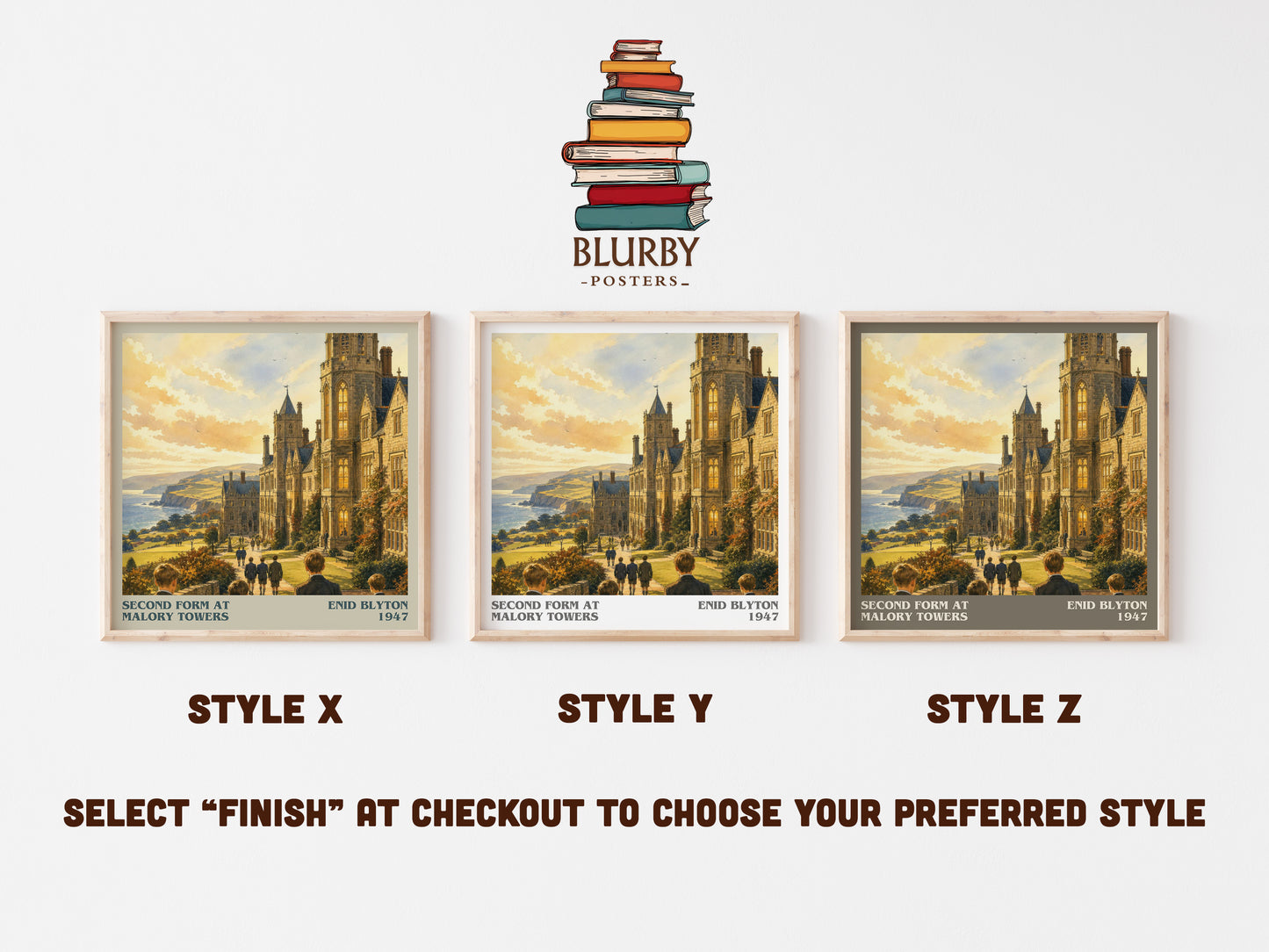 Second Form At Malory Towers literary print in frame leaning in hallway – childrens wall art