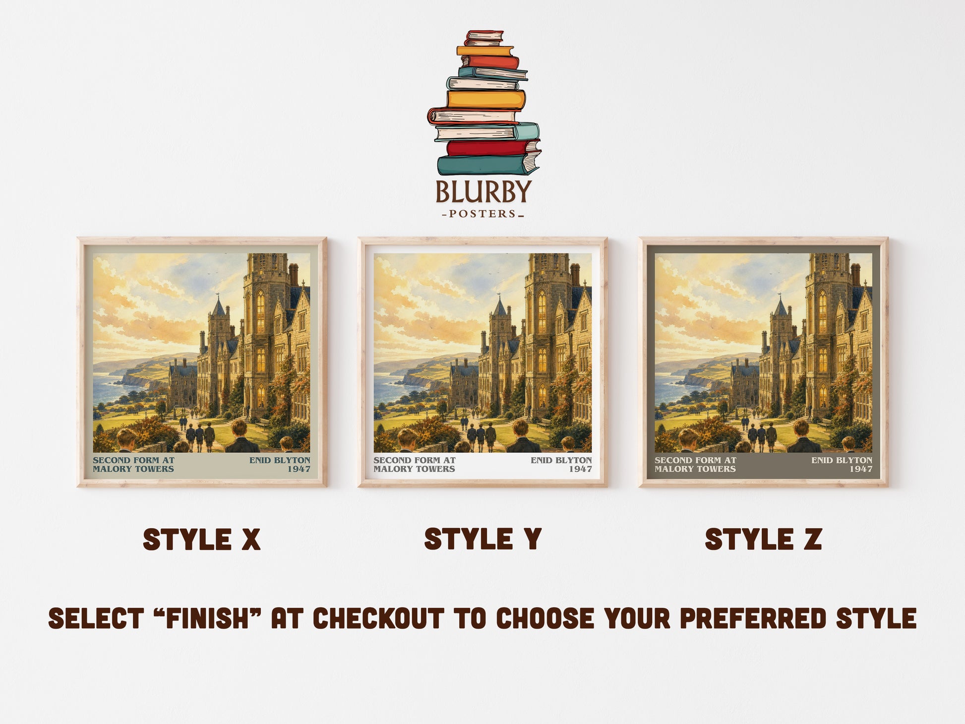 Second Form At Malory Towers literary print in frame leaning in hallway – childrens wall art