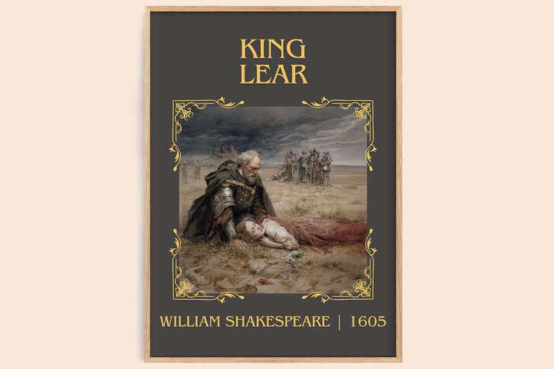 King Lear classic book art book poster by William Shakespeare – framed literary art print