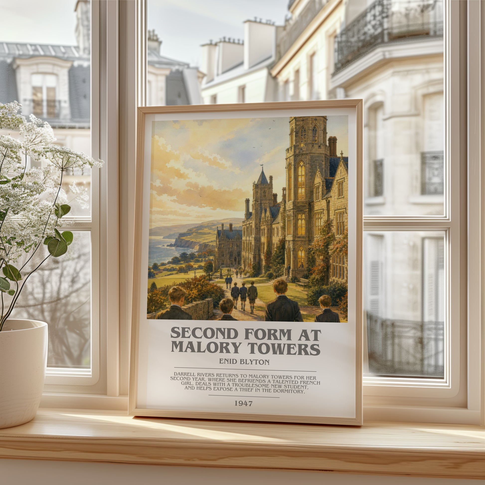 Second Form At Malory Towers bookish poster colour and style options – Enid Blyton book art