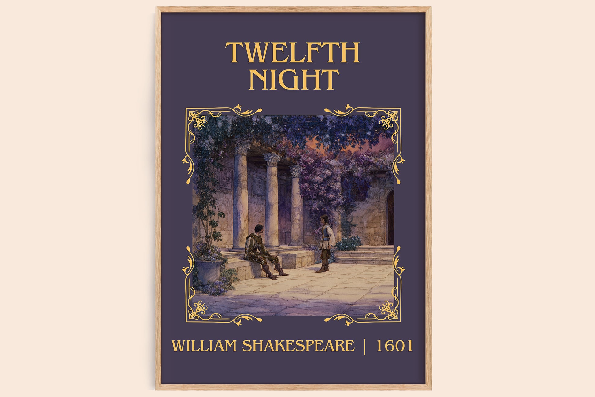 Twelfth Night classic book art book poster by William Shakespeare – framed literary art print