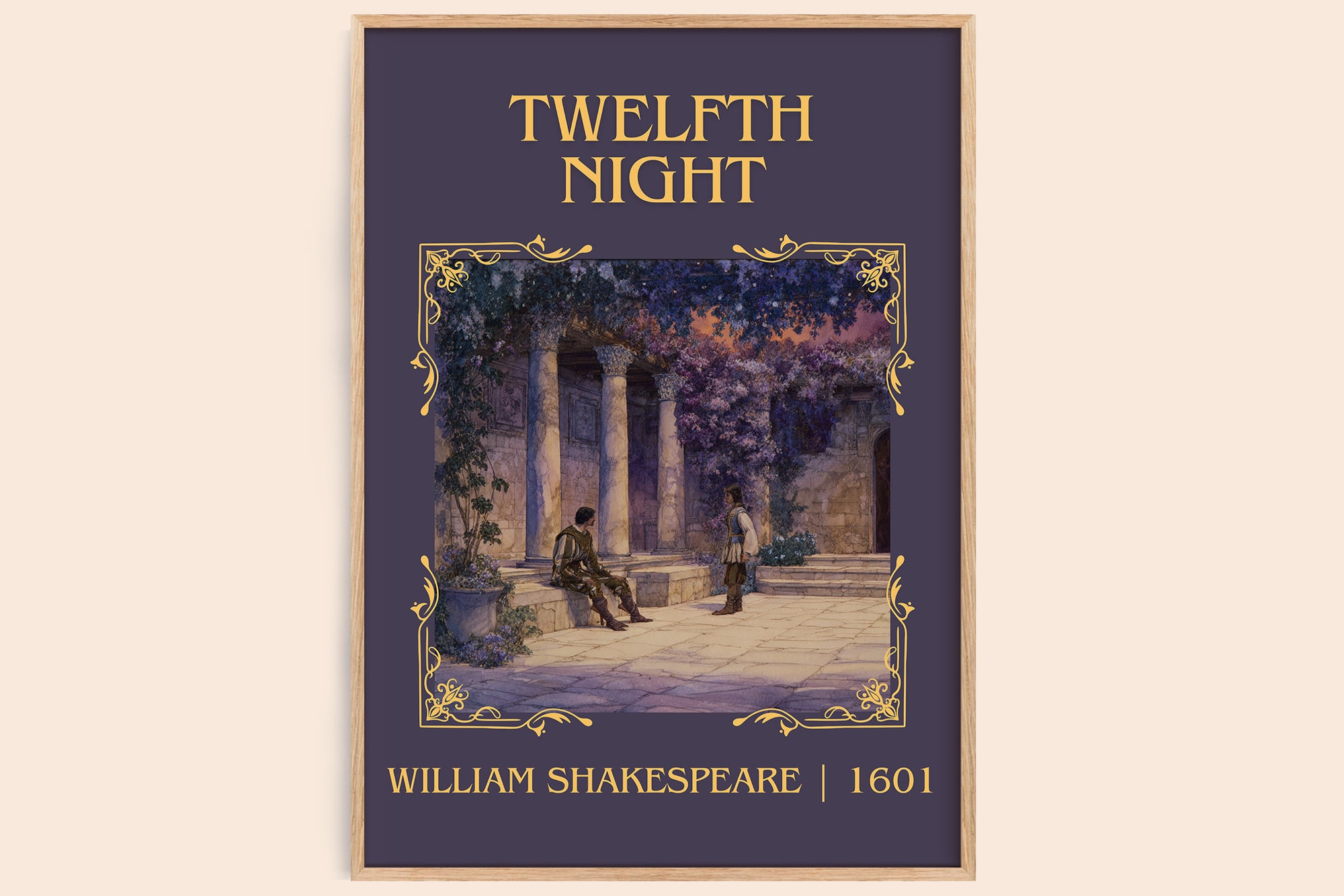 Twelfth Night classic book art book poster by William Shakespeare – framed literary art print