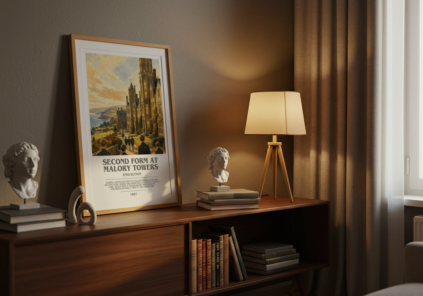 Second Form At Malory Towers bookish book poster framed on wall – childrens wall art