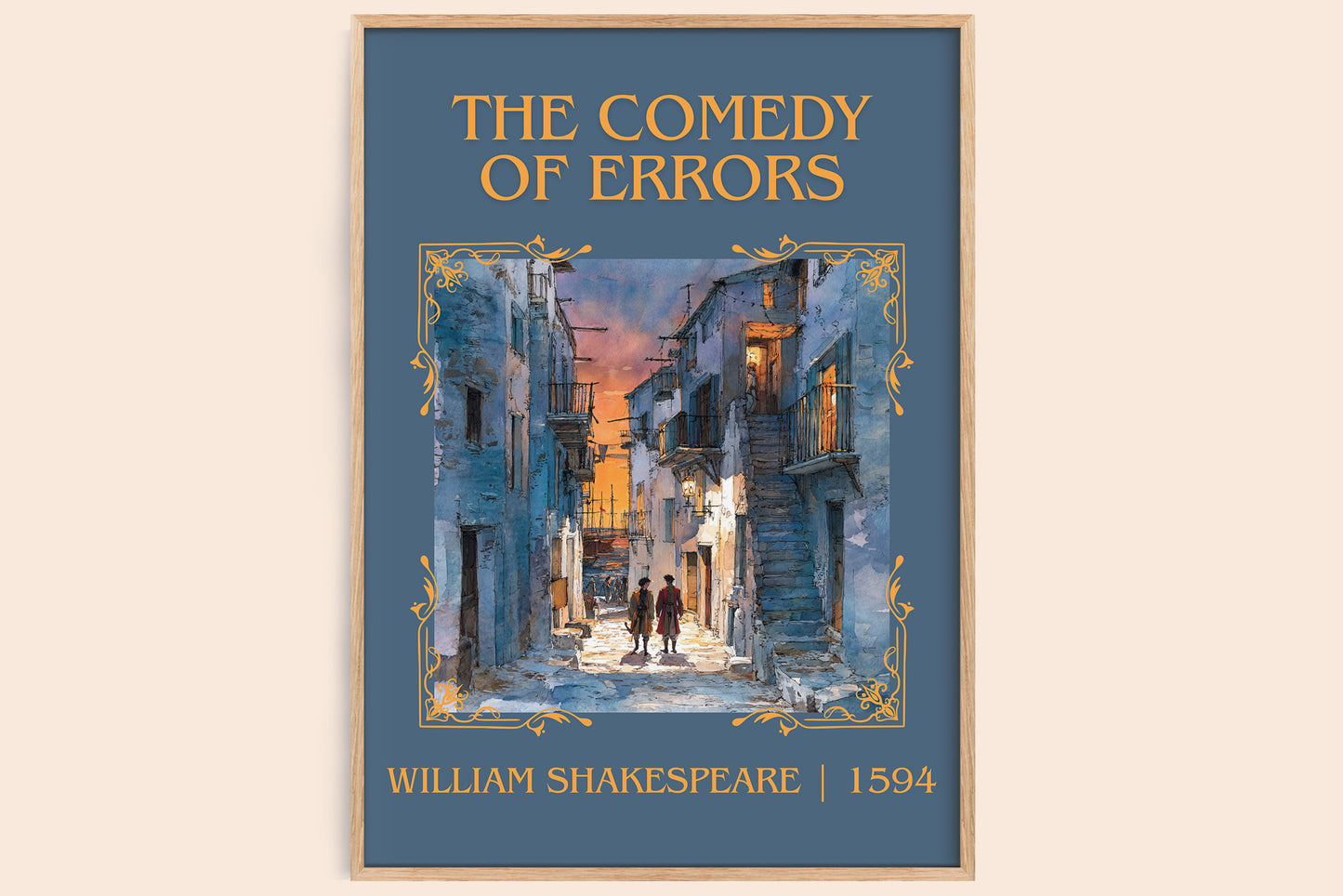 The Comedy of Errors classic book art book poster by William Shakespeare – framed literary art print