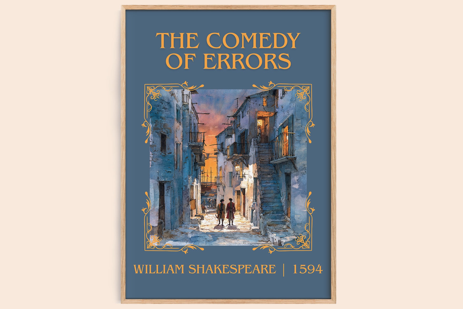 The Comedy of Errors classic book art book poster by William Shakespeare – framed literary art print