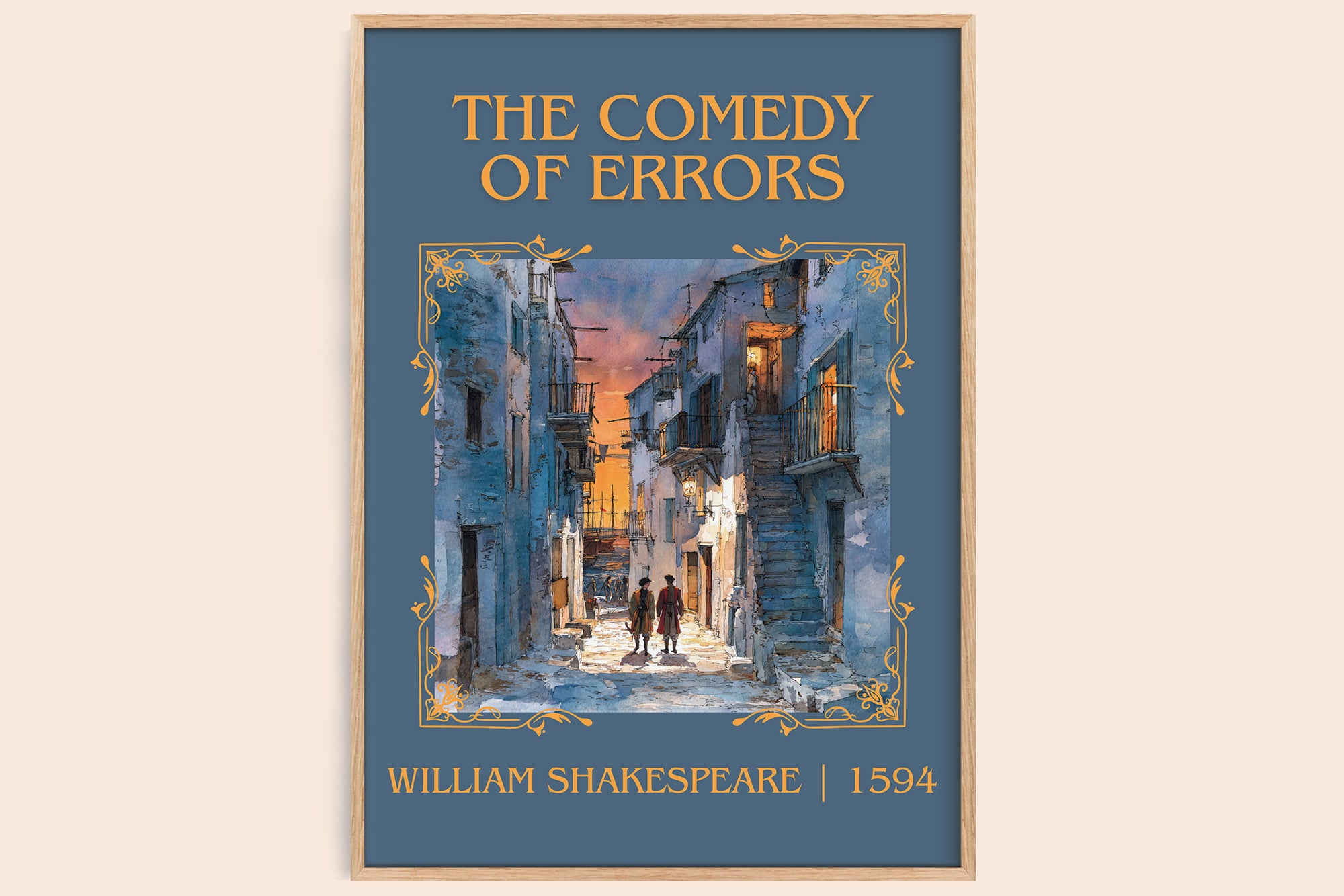 The Comedy of Errors classic book art book poster by William Shakespeare – framed literary art print