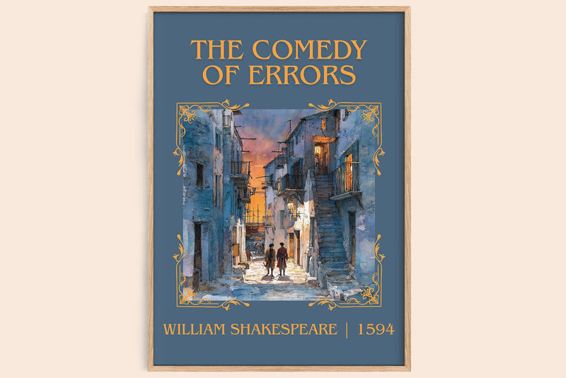 The Comedy of Errors classic book art book poster by William Shakespeare – framed literary art print