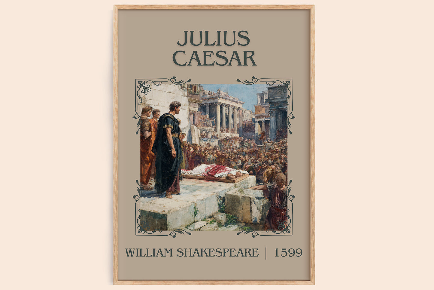 Julius Caesar classic book art book poster by William Shakespeare – framed literary art print