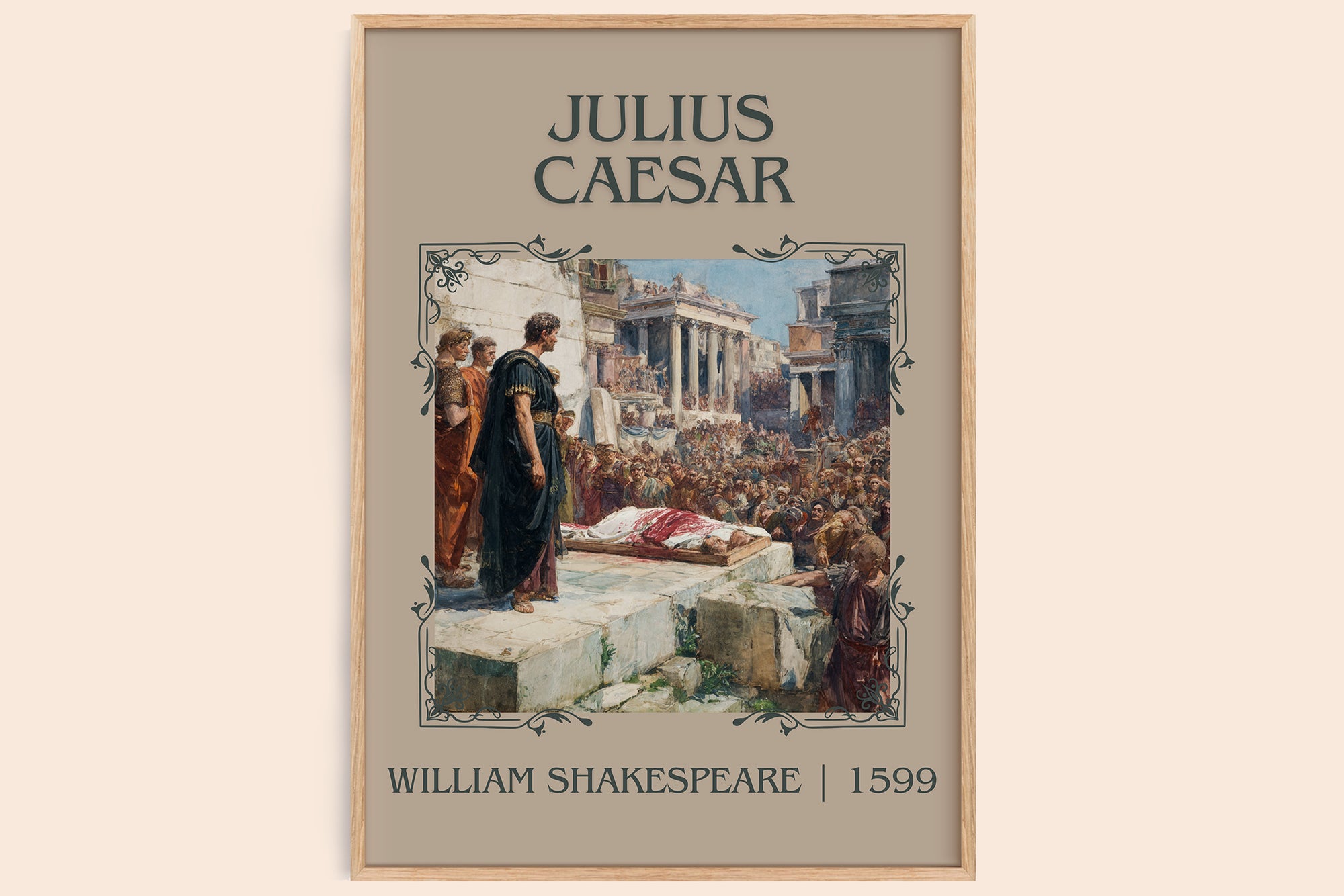 Julius Caesar classic book art book poster by William Shakespeare – framed literary art print
