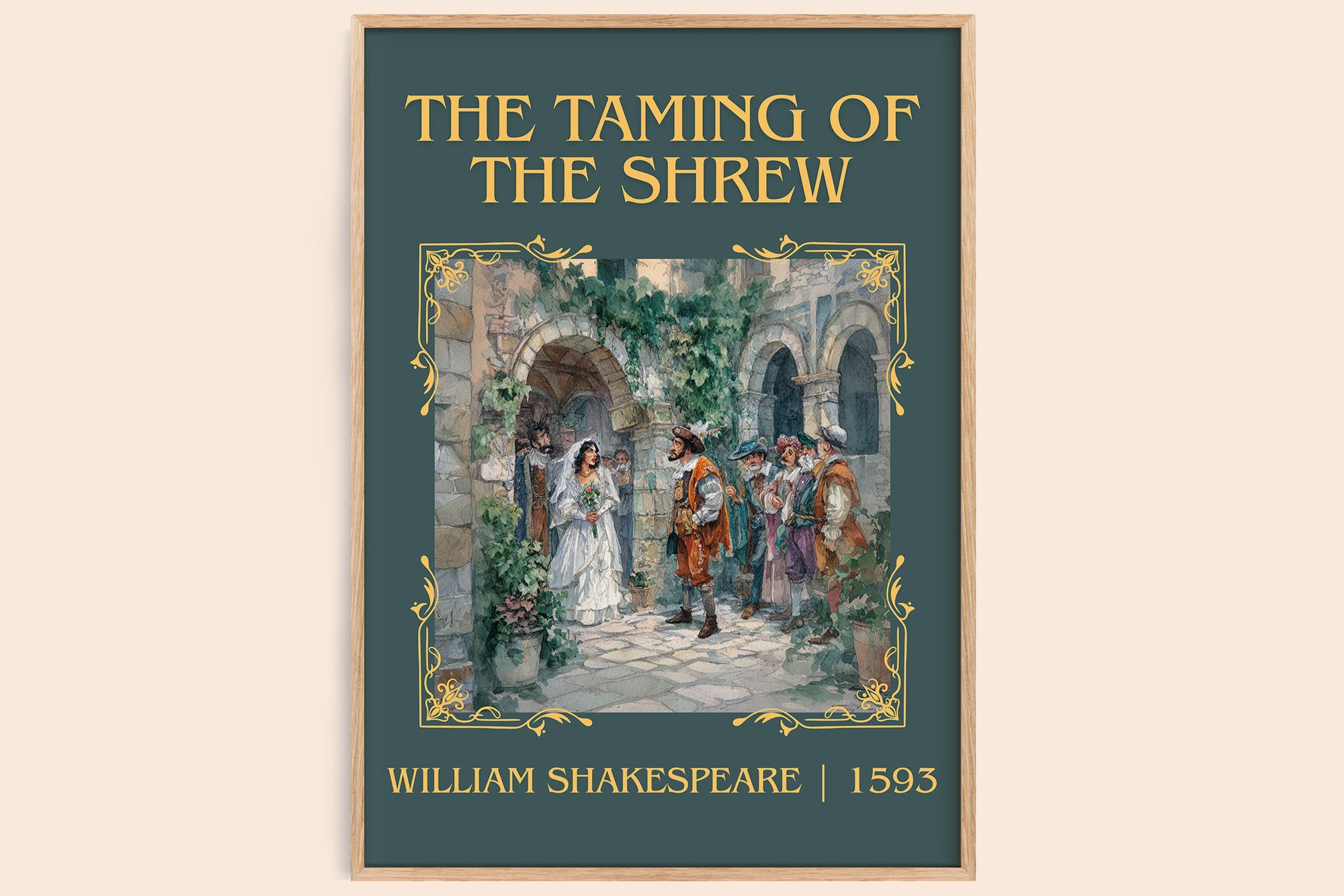 The Taming of the Shrew classic book art book poster by William Shakespeare – framed literary art print