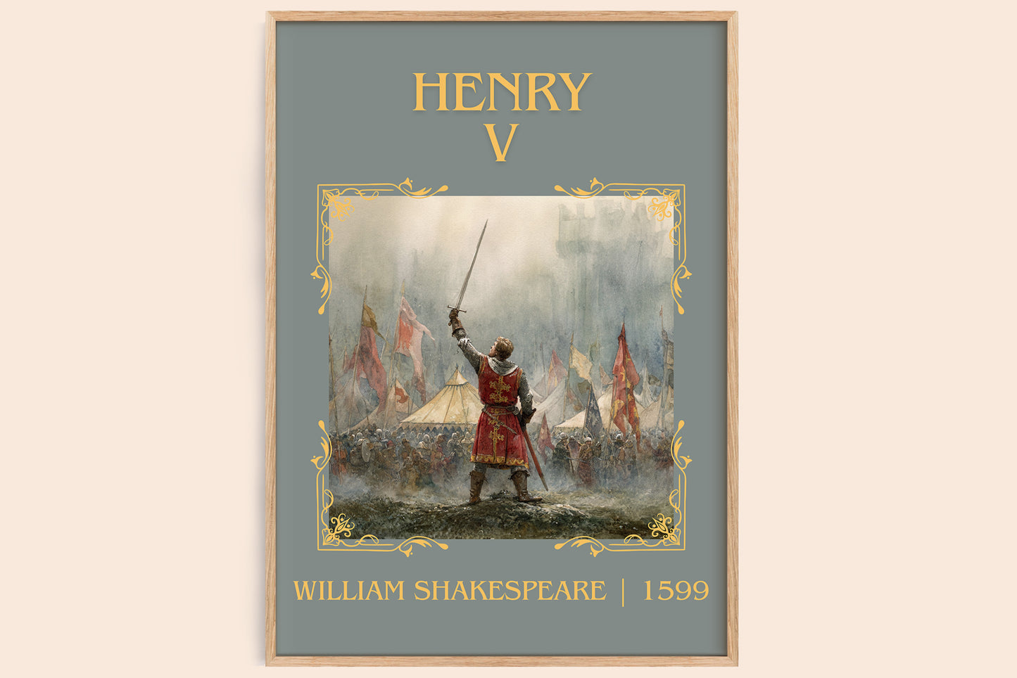 Henry V classic book art book poster by William Shakespeare – framed literary art print
