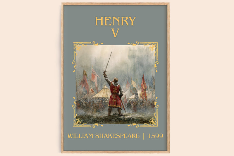 Henry V classic book art book poster by William Shakespeare – framed literary art print