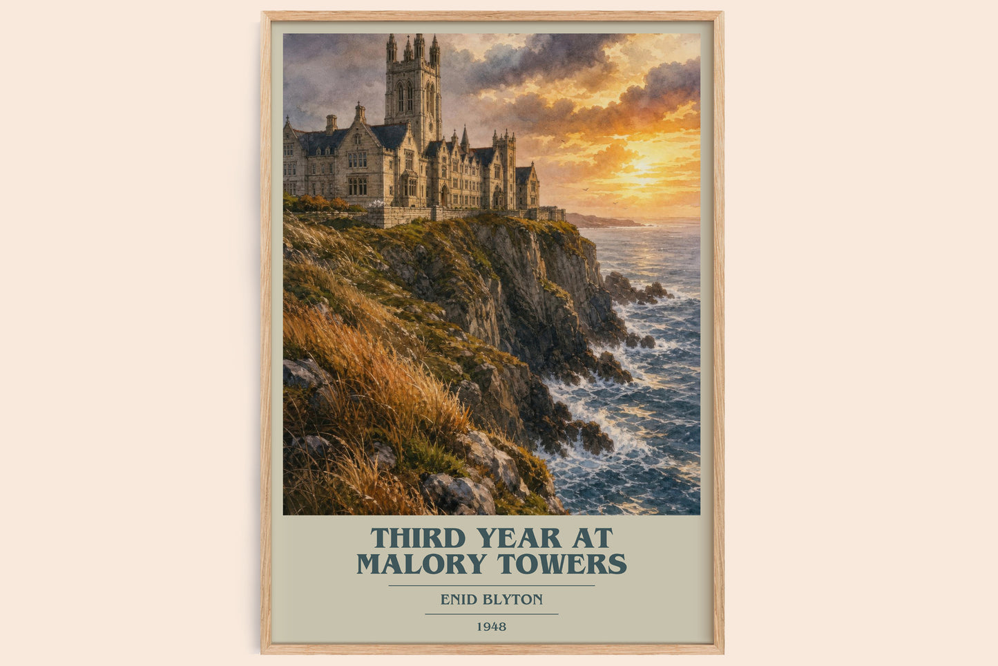 Third Year At Malory Towers book cover book poster by Enid Blyton – framed literary art print