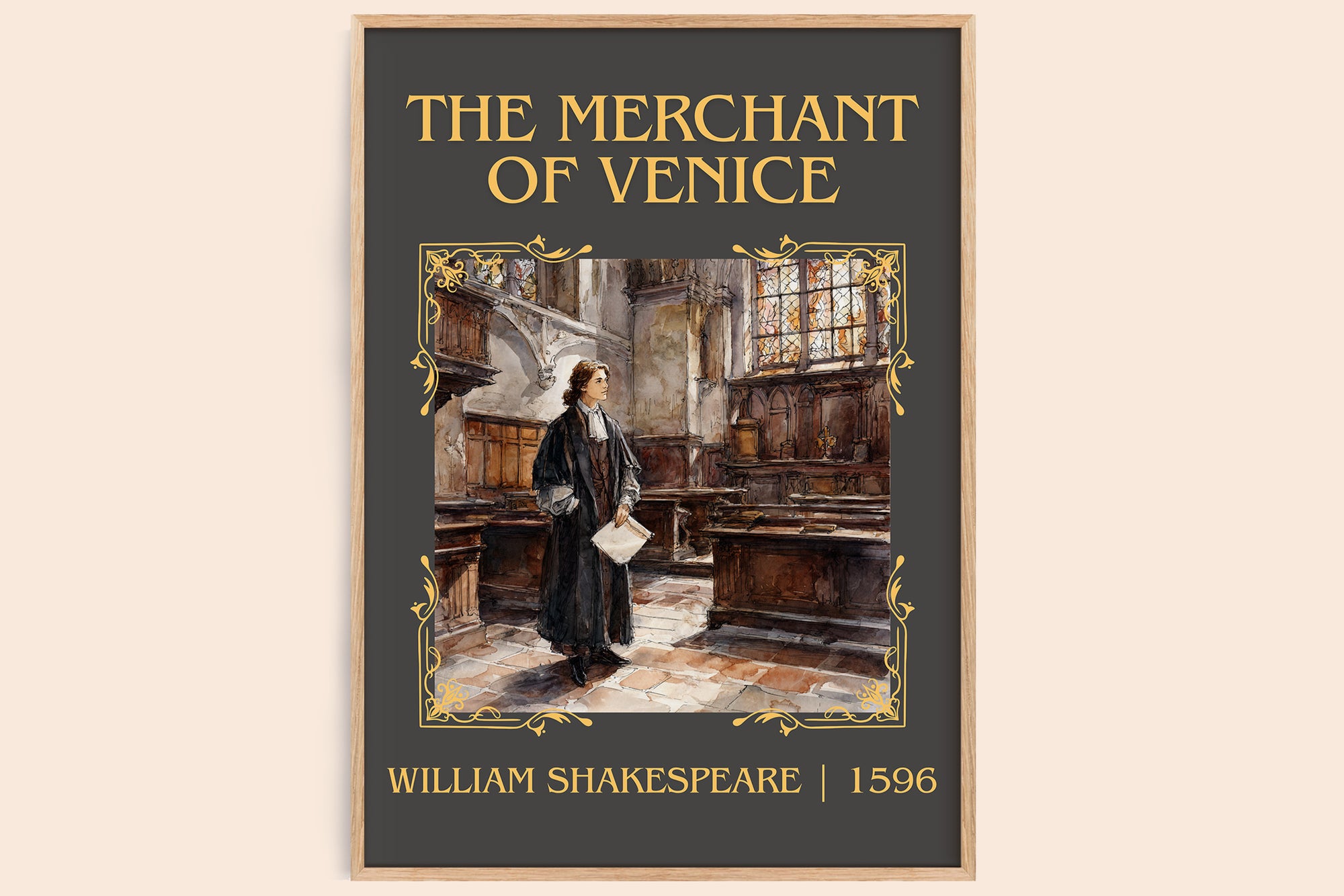 The Merchant of Venice classic book art book poster by William Shakespeare – framed literary art print