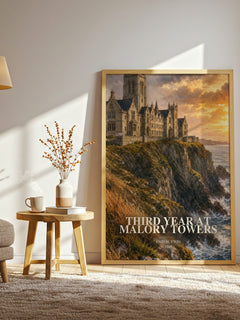 Third Year At Malory Towers watercolour print in frame leaning in hallway – childrens wall art