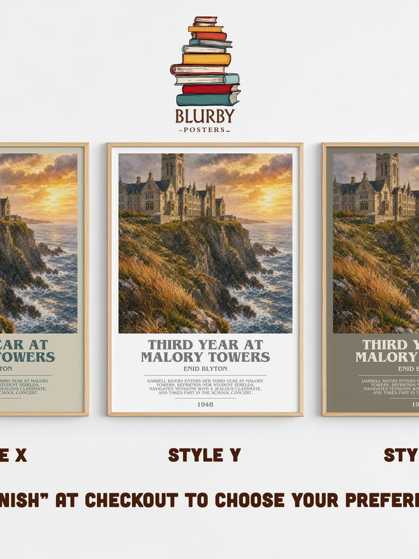 Third Year At Malory Towers bookish print in frame leaning in hallway – childrens wall art