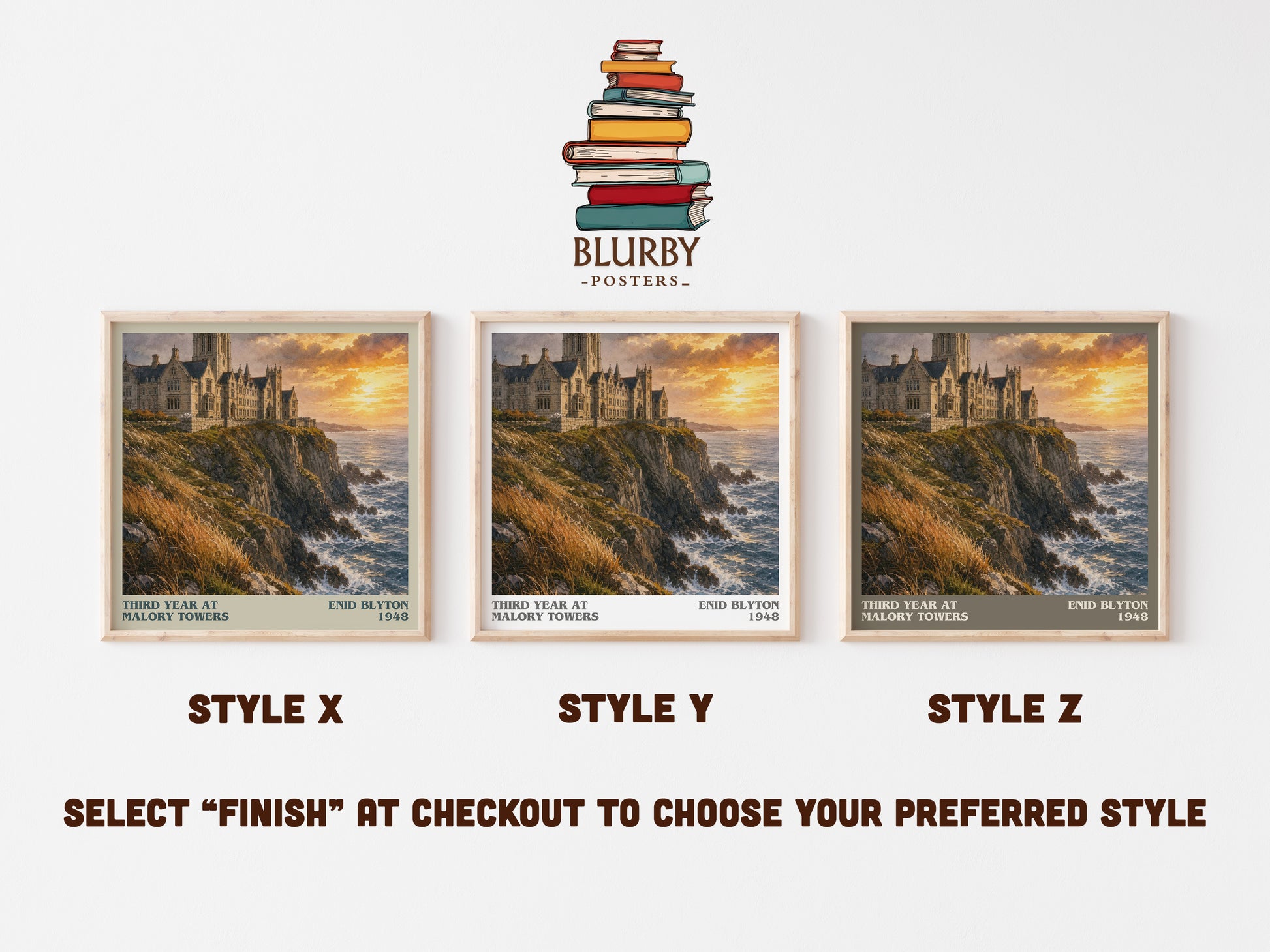 Third Year At Malory Towers literary print in frame leaning in hallway – childrens wall art