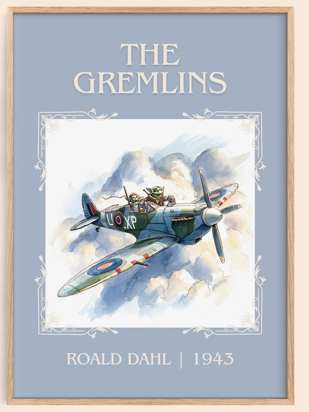 The Gremlins classic book art book poster by Roald Dahl – framed literary art print
